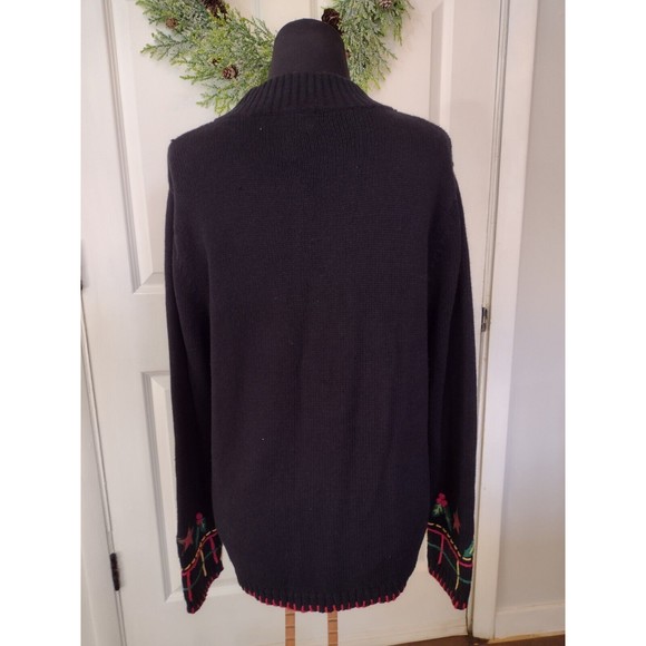 KIKIT Black Christmas Cardigan Sweater Large Embellished ZIP - Picture 8 of 9